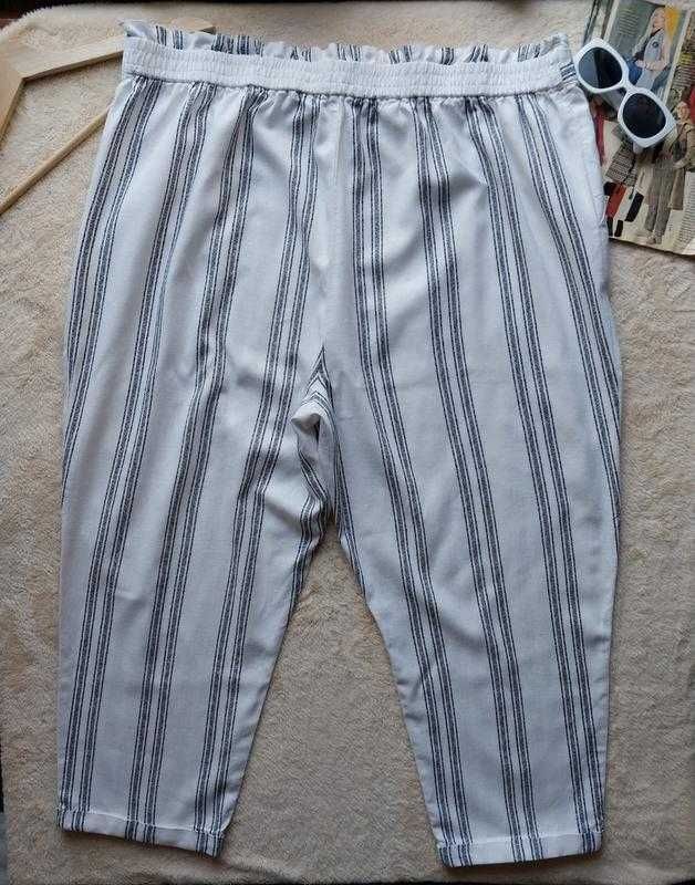Жіночі напівлляні штани F&F UK24 58р., в смужку, льон з віскозою