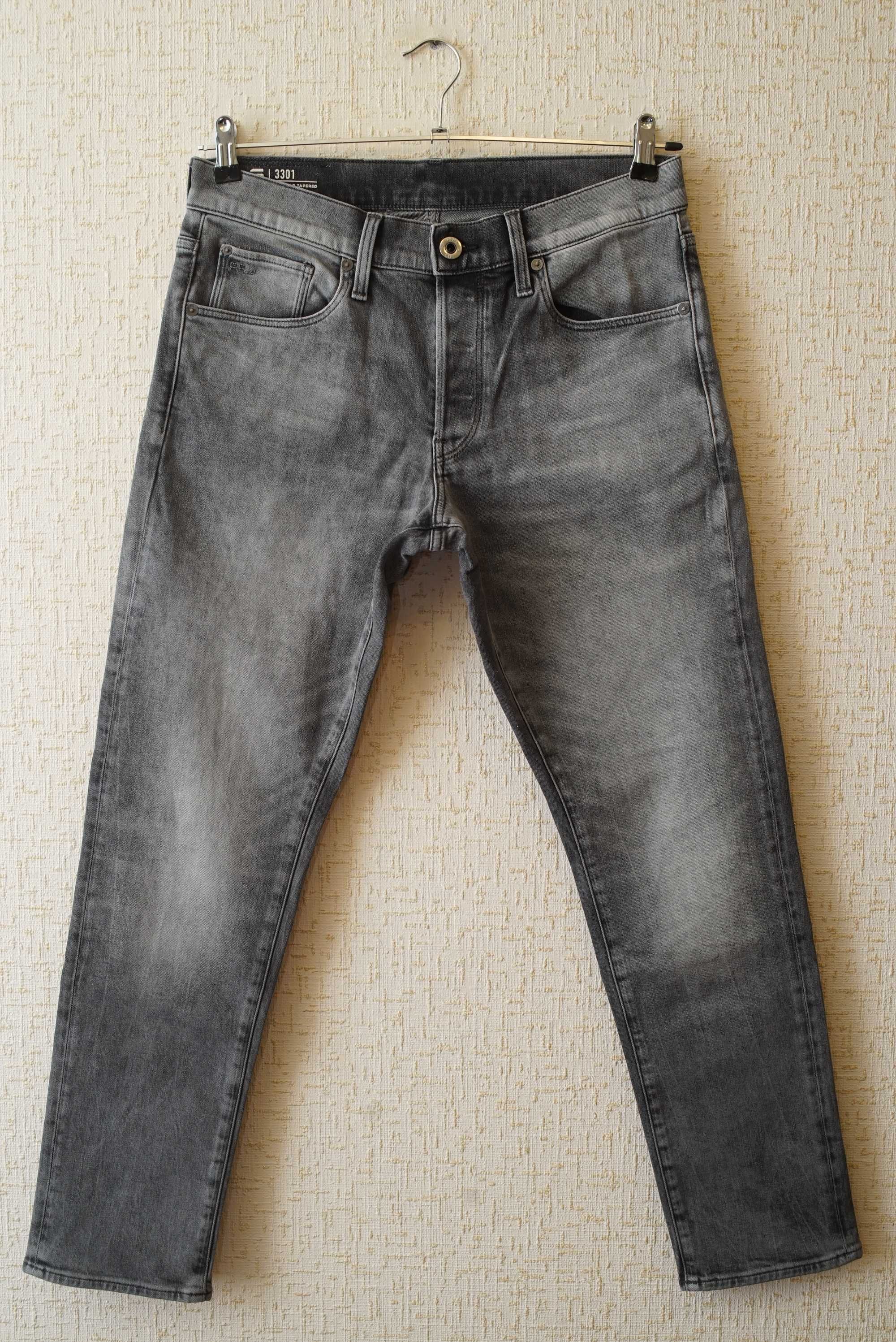 Мужские джинсы G-STAR RAW серого цвета (3301 Regular Tapered)