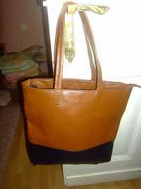 Reserved karmelowo czarny shopper