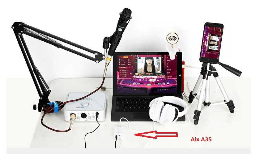 AIX A35 мини звуковая карта для стриминга с телефона планшета