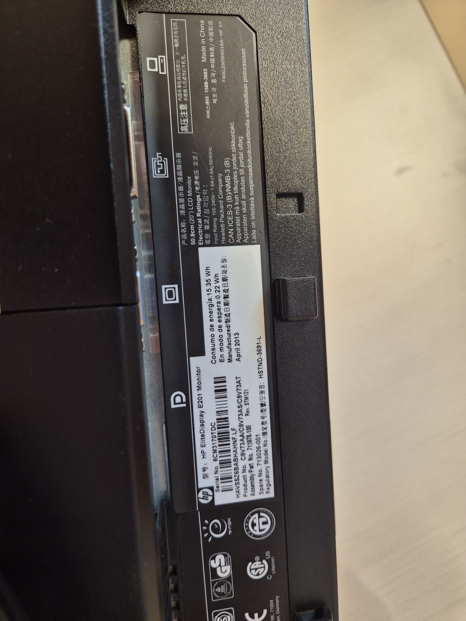 Monitor LED HP E201 20" 1600x900 DP DVI VGA USB