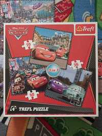 Puzzle firmy Trefl 3 w 1 z postaciami bajki Auta, Zygzak McQueen. 
Sta