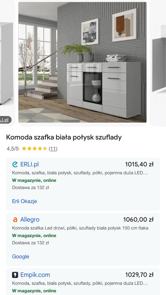 Komoda biała z oświetleniem led.