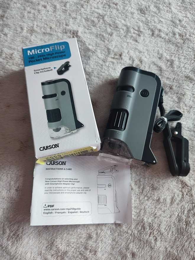 Mikroskop kieszonkowy Carson Microflip LED 100-250x z podświetleniem
