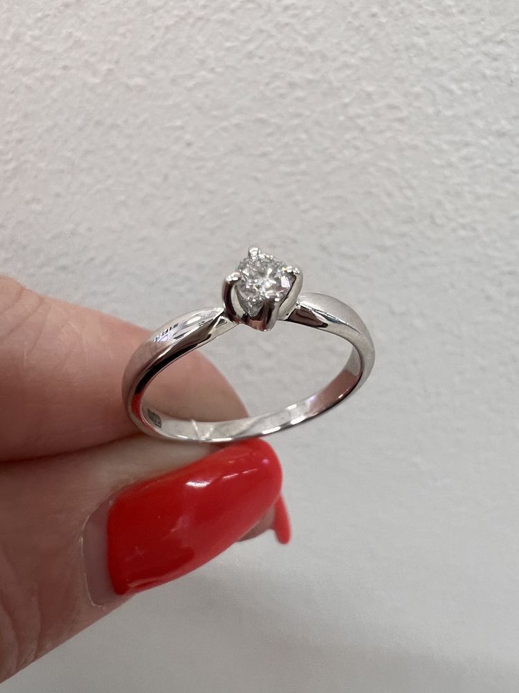 Брендовое золотое кольцо с бриллиантом Tiffany белое золото 585 проба