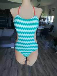 Aqua WAVE turkusowy strój kąpielowy jednoczęściowy wycięty