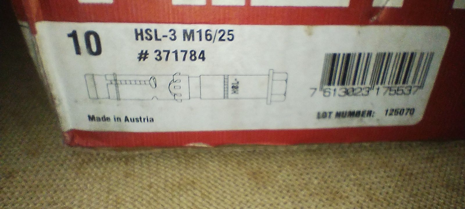 HILTI Анкер HSL-3 M16/25