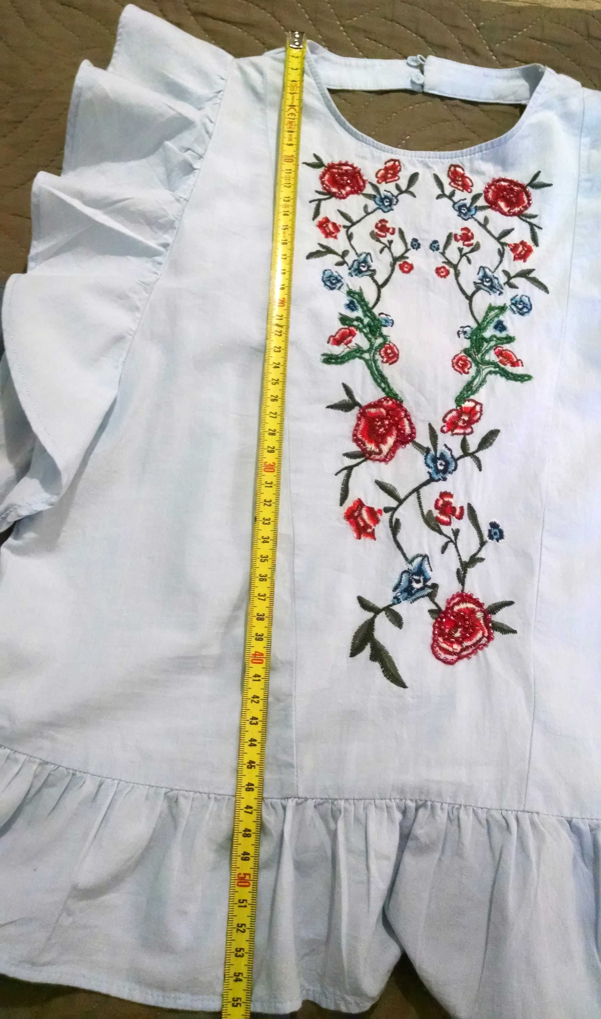 Блузка с вышивкой и бисером открытая спина летняя INDITEX( Испания)
