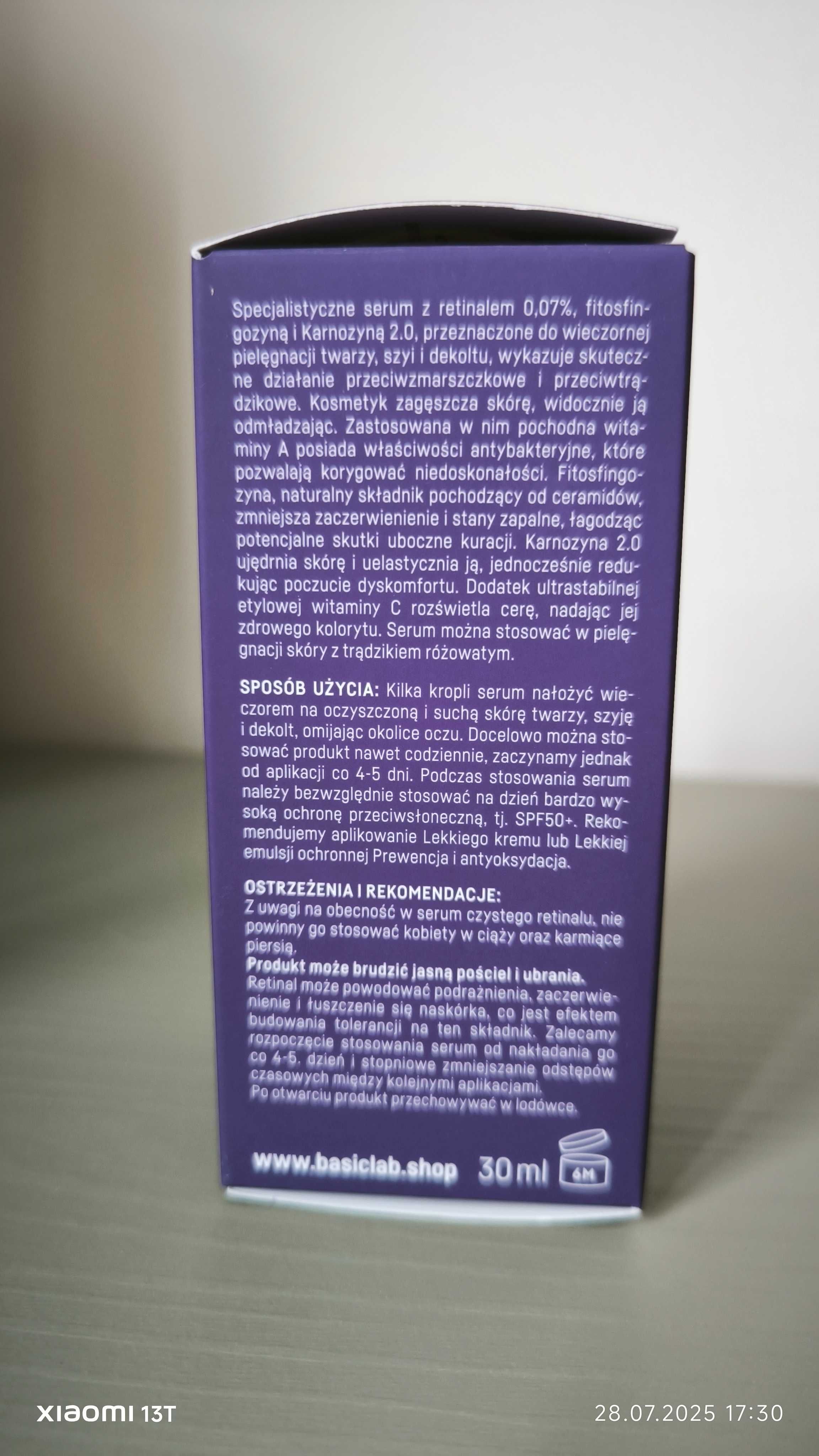 BasicLab – Korygujące serum z retinalem 0,07%; 30 ml.