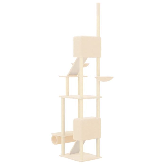 Vidaxl Drzewko Dla Kota, Od Podłogi Po Sufit, Kremowe, 277-303 Cm