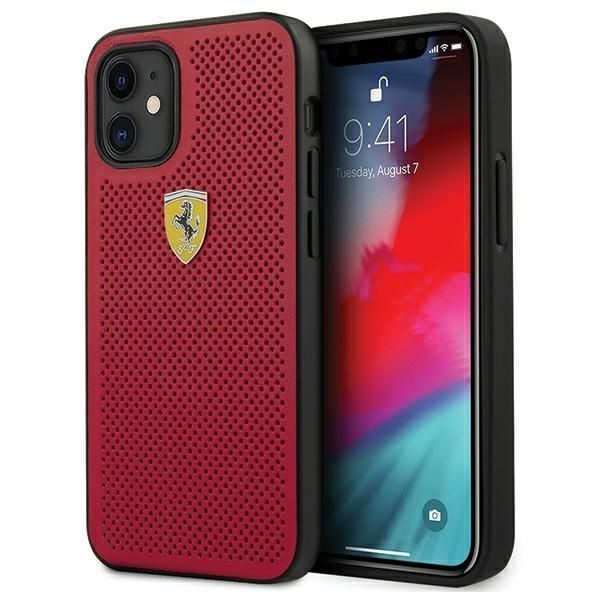 Etui Ferrari iPhone 12 Mini - Czerwony Perforowany - Kolekcja On Track