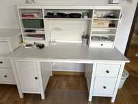 Duże drewniane biurko ikea hemnes z nadstawką białe 154,5x64,5 cm