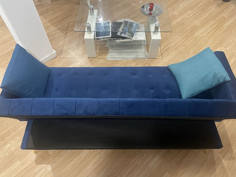 Sofa cama veludo - Azul  - impecavel