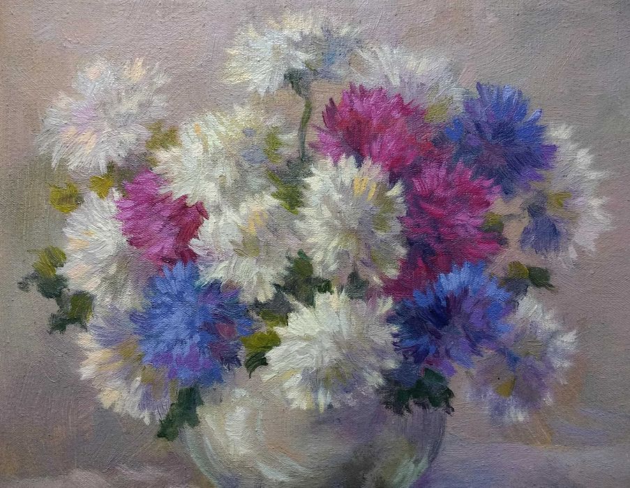 "Астры",картина маслом