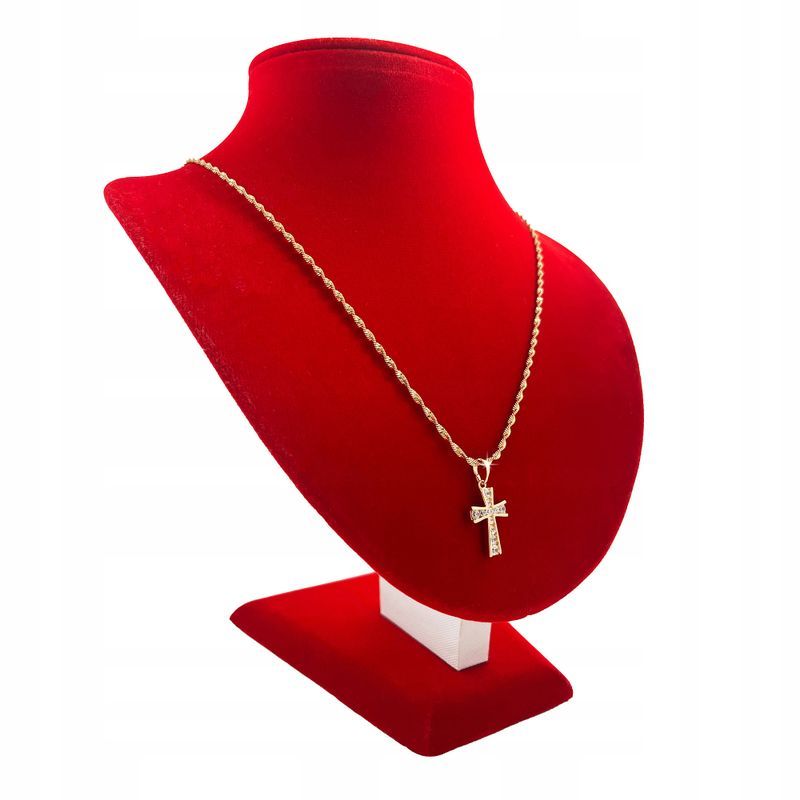 Złoty Łańcuszek + Krzyżyk 18k Stal Chirurgiczna Na Prezent + Grawer Gr