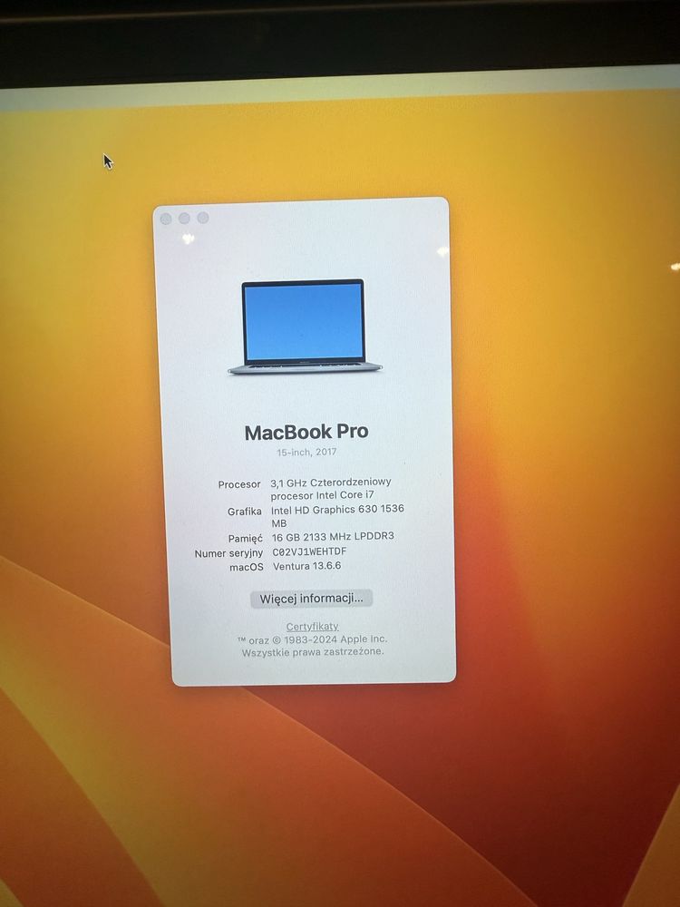 MacBook Pro  2017 I7 16gb 1tb SSD