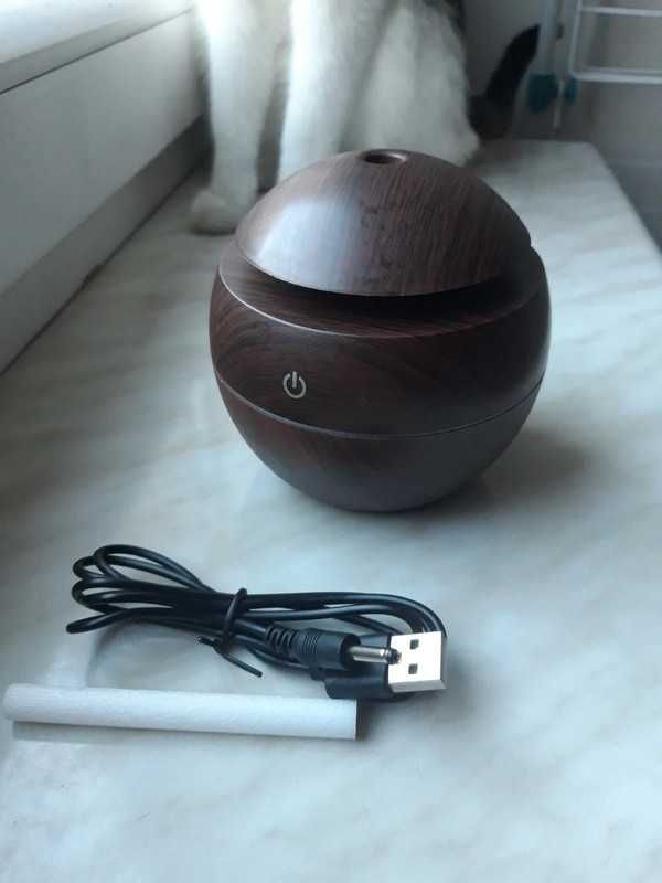 Lampka nawilżacz Led USB nowy ciemny braz