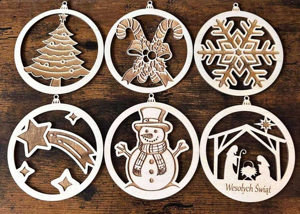 Ozdoby świąteczne,sklejka,Drewniane bombki