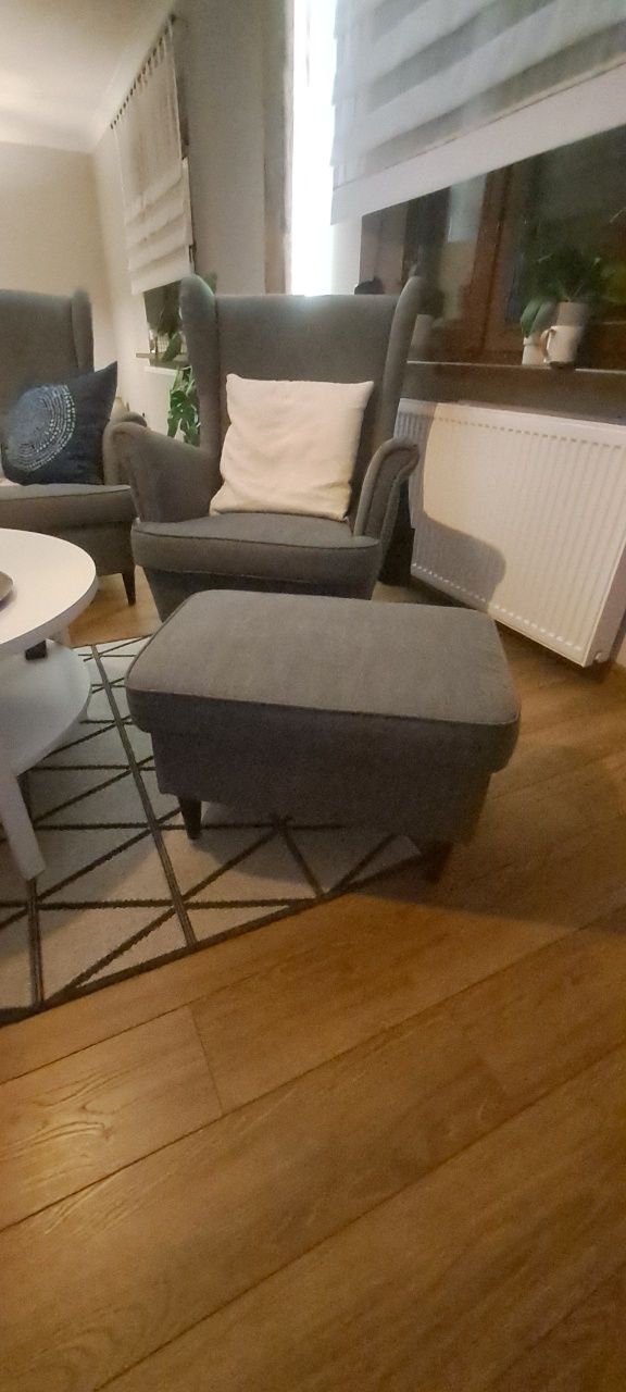 Komplet ( sofa, dwa fotele i podnóżek ) ikea strandmon