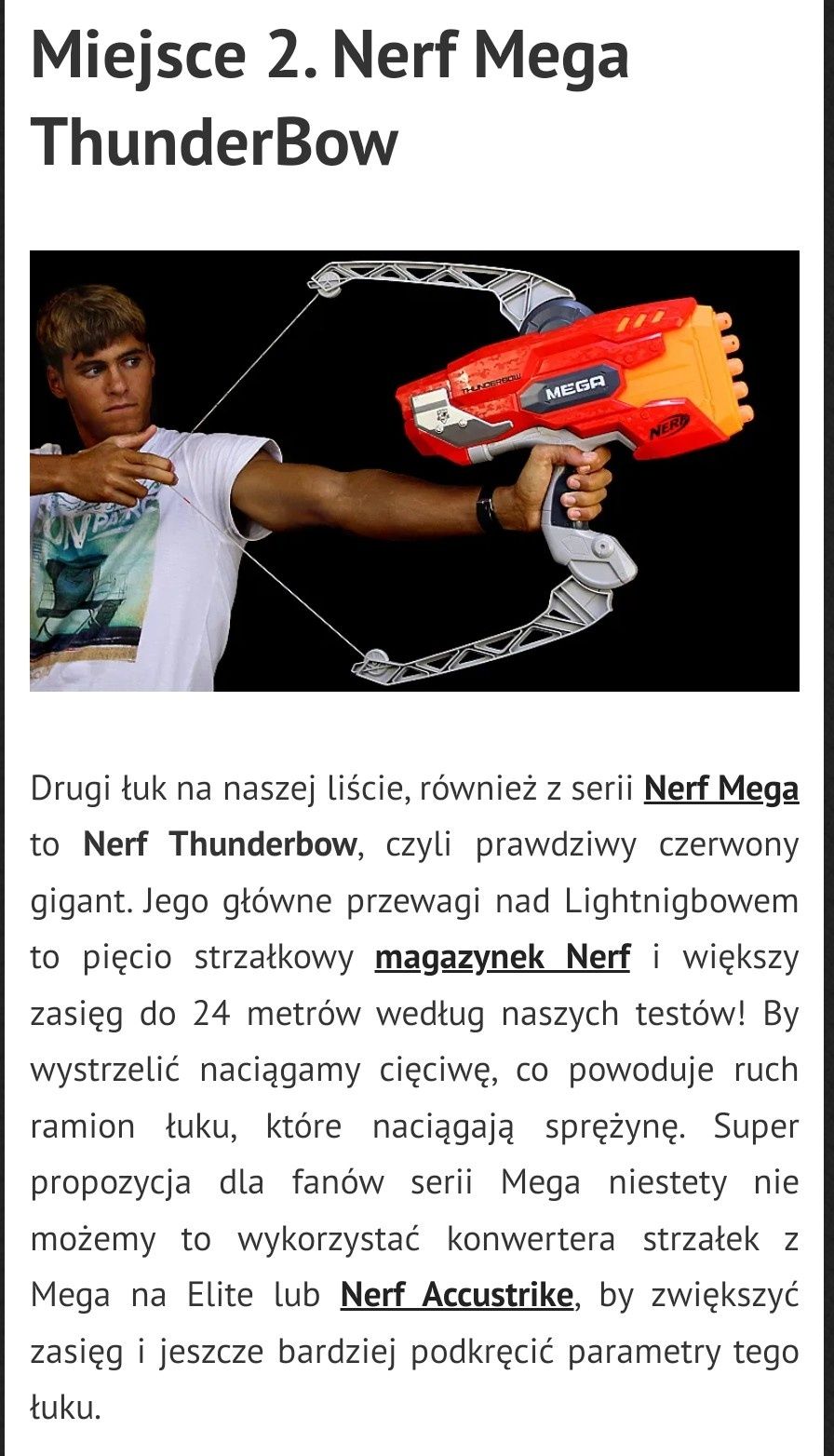 Łuk wyrzutnia Nerf Mega ThunderBow Hasbro na święta