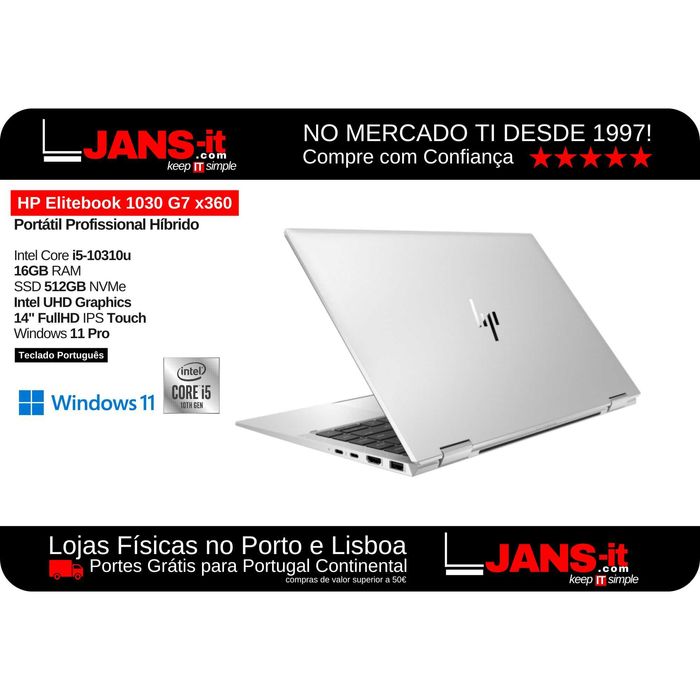 Híbrido HP 1030 G7 x360 i5-10310 | 16GB | SSD 512Gb | 13.3" FHD Touch