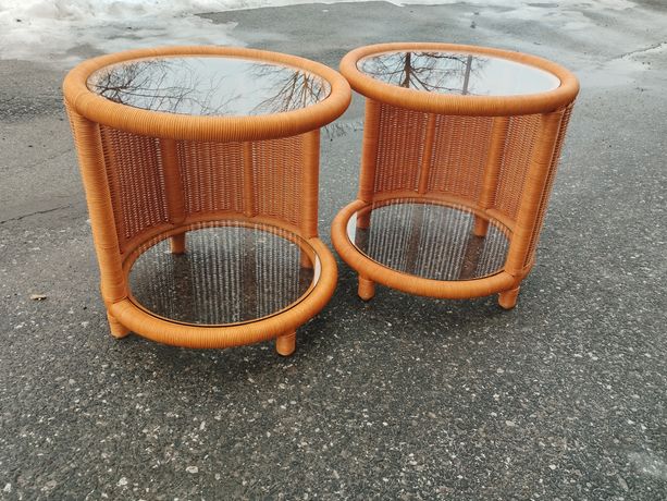 Szafka nocna boho rattan wiklina stolik okrągły boho rattan wiklina