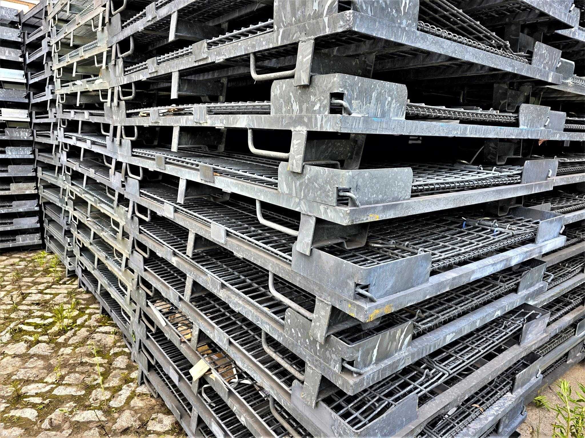 Kosz Siatkowy Składany Metalowy Gitterbox Pojemnik Magazyn 120x110cm