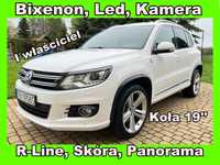 Volkswagen Tiguan R line, Bixenon, Led, Skóra, 4motion, Panorama, Koła 19, Hak, Serwis