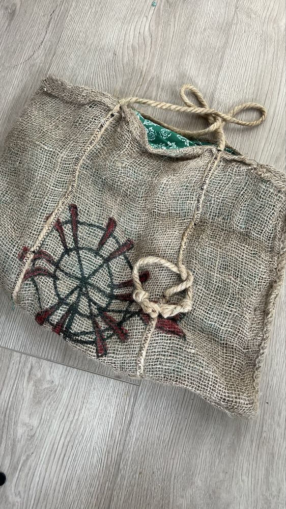 Torba Plażowa hand made worek jutowy p podszewka bawełniana