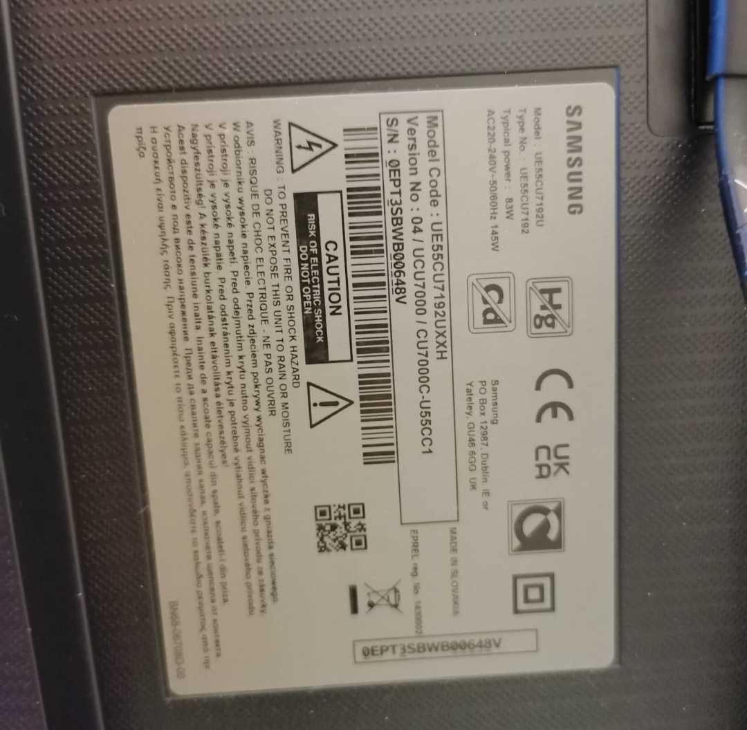Samsung TV smart 55 gwarancja 55CU7192 jak nowy telewizor