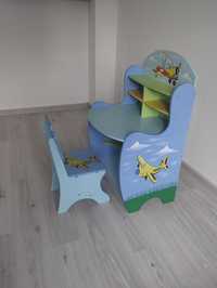 Biurko dziecięce drewniane z krzeselkiem JAK NOWE
