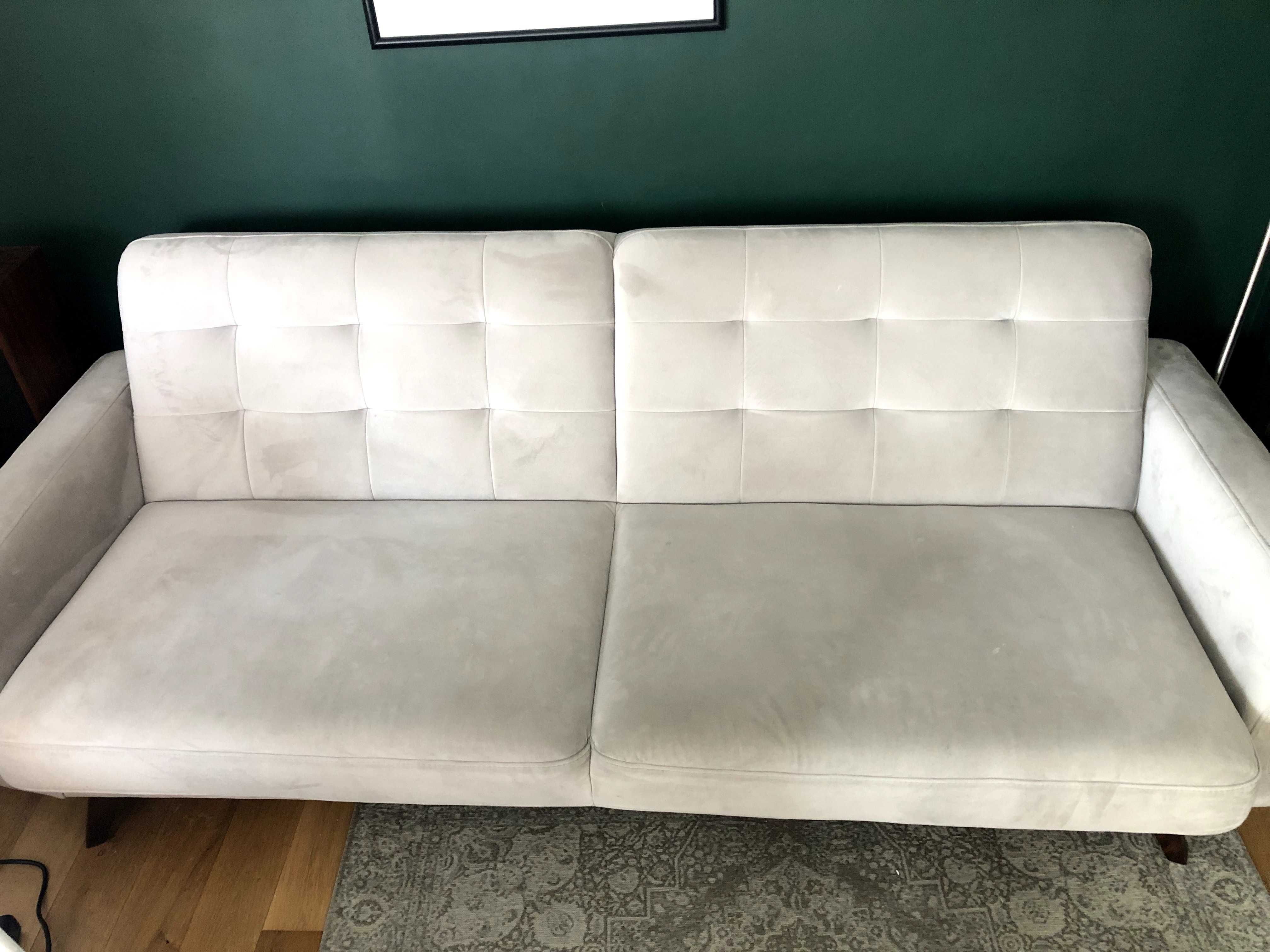 Sofa szara rozkładana z pojemnikiem na pościel 220 cm TANIO