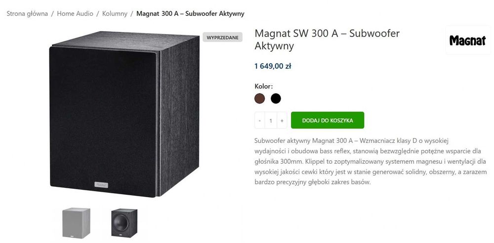 Potężny Aktywny Subwoofer MAGNAT Monitor Supreme SUB 300A 12' Czarny