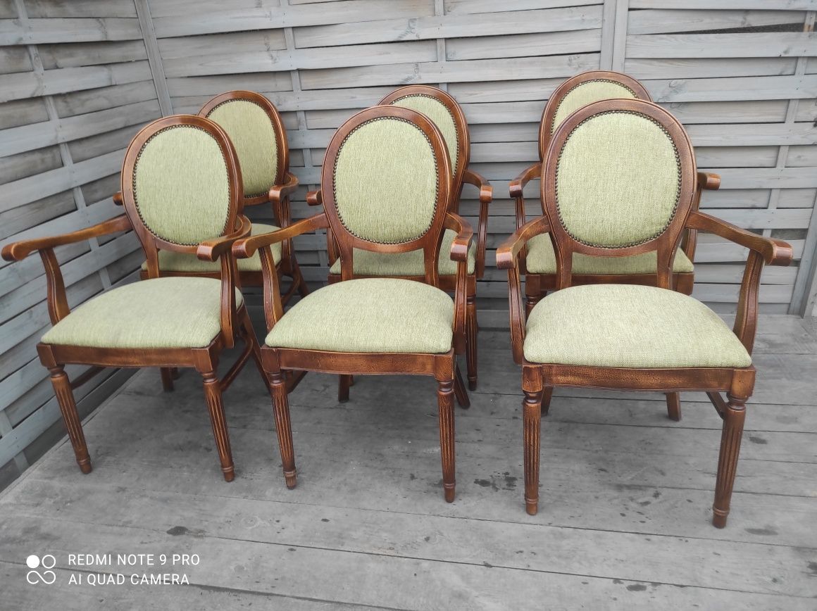Krzesła Fotele Medaliony z podłokietnikiem 10 sztuk