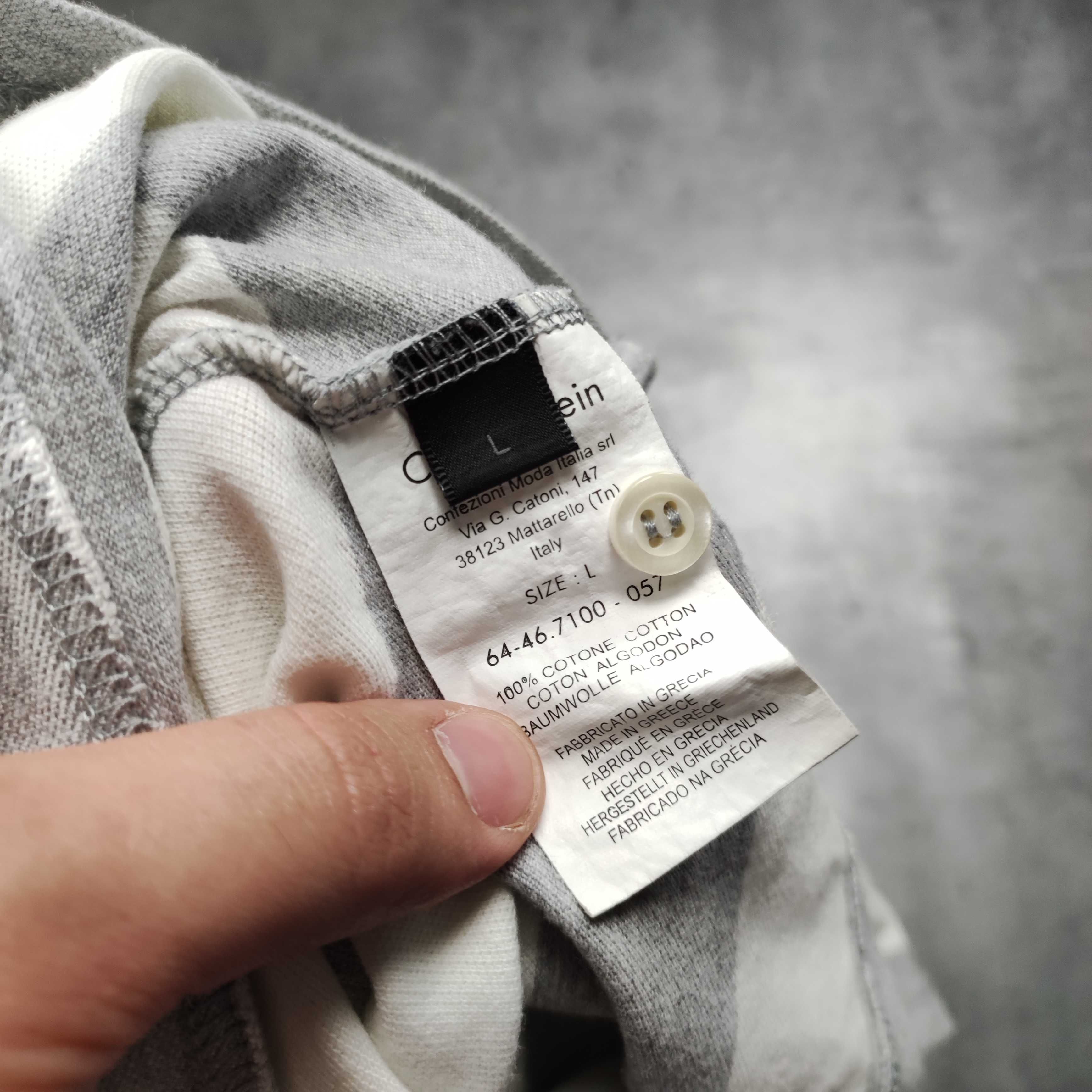 MĘSKA Koszulka Polo elegancka PREMIUM Paski Bawełna Calvin Klein Logo