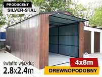 Silver Stal - Graż Blaszany 4x8 drewnopodobny z dachem dwuspadowym