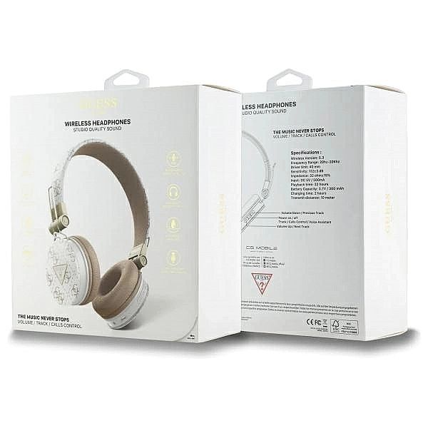 Słuchawki nauszne Bluetooth Guess 4G Triangle Round Shape ENC - białe