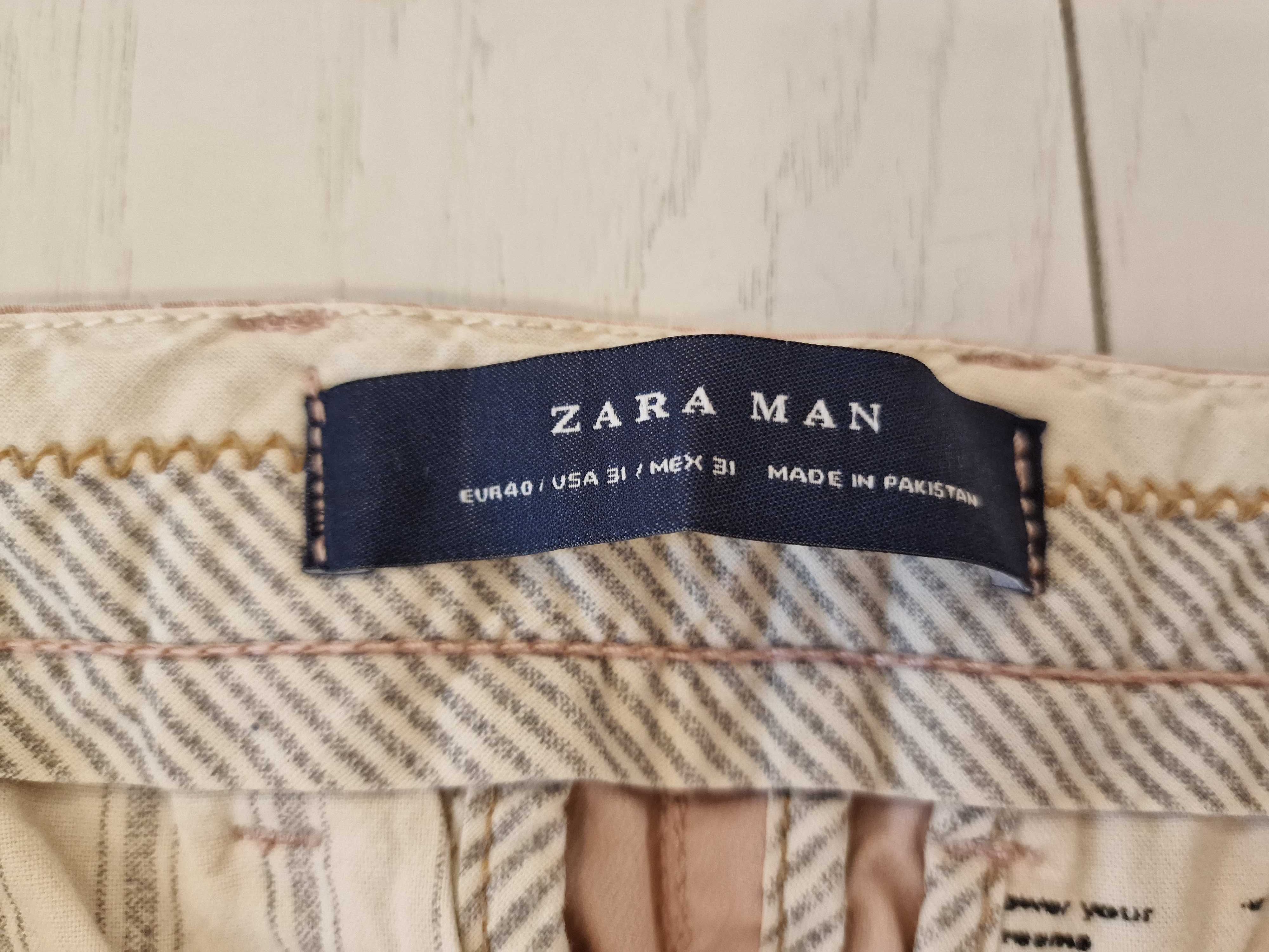 Spodnie męskie bawełniane pudrowe Zara M używane