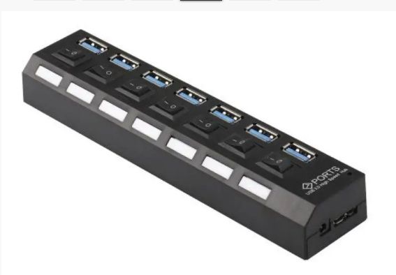 Концентратор USB хаб 3.0 на 7 юсб портів з вимикачами Hub Розгалужувач