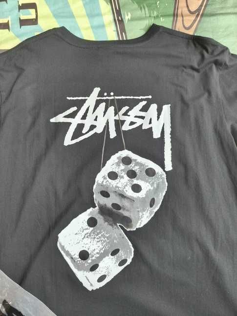 Koszulka Stussy czarna letnia modna z krótkim rękawem, rozmiar XL
