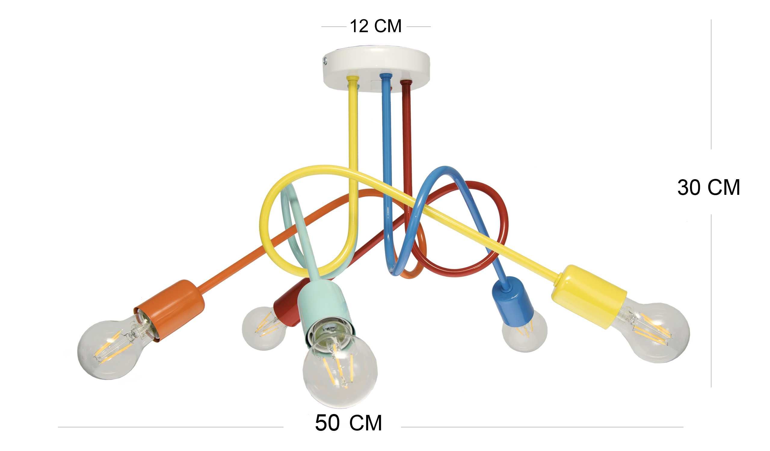 Zakręcona lampa dziecięca w kilku kolorach sufitowa multikolor