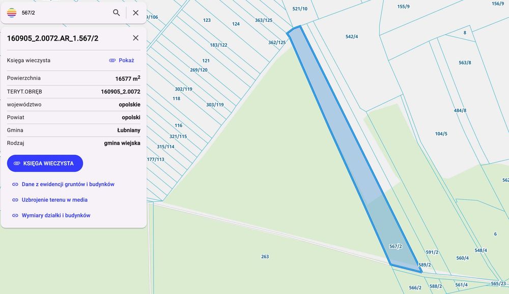 Działka leśna 1,66 ha