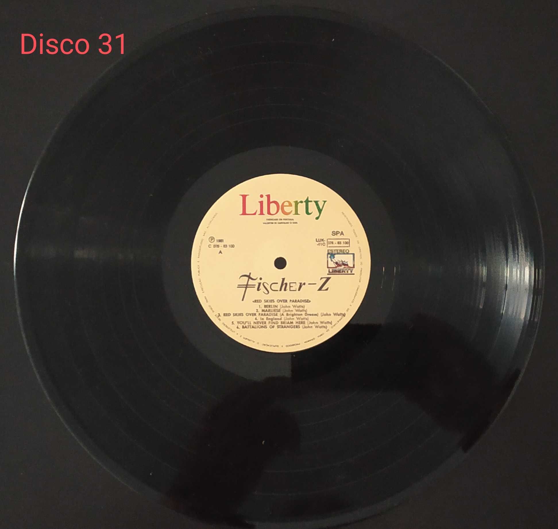 Fischer-Z Red Skies Over Paradise LP Disco 31