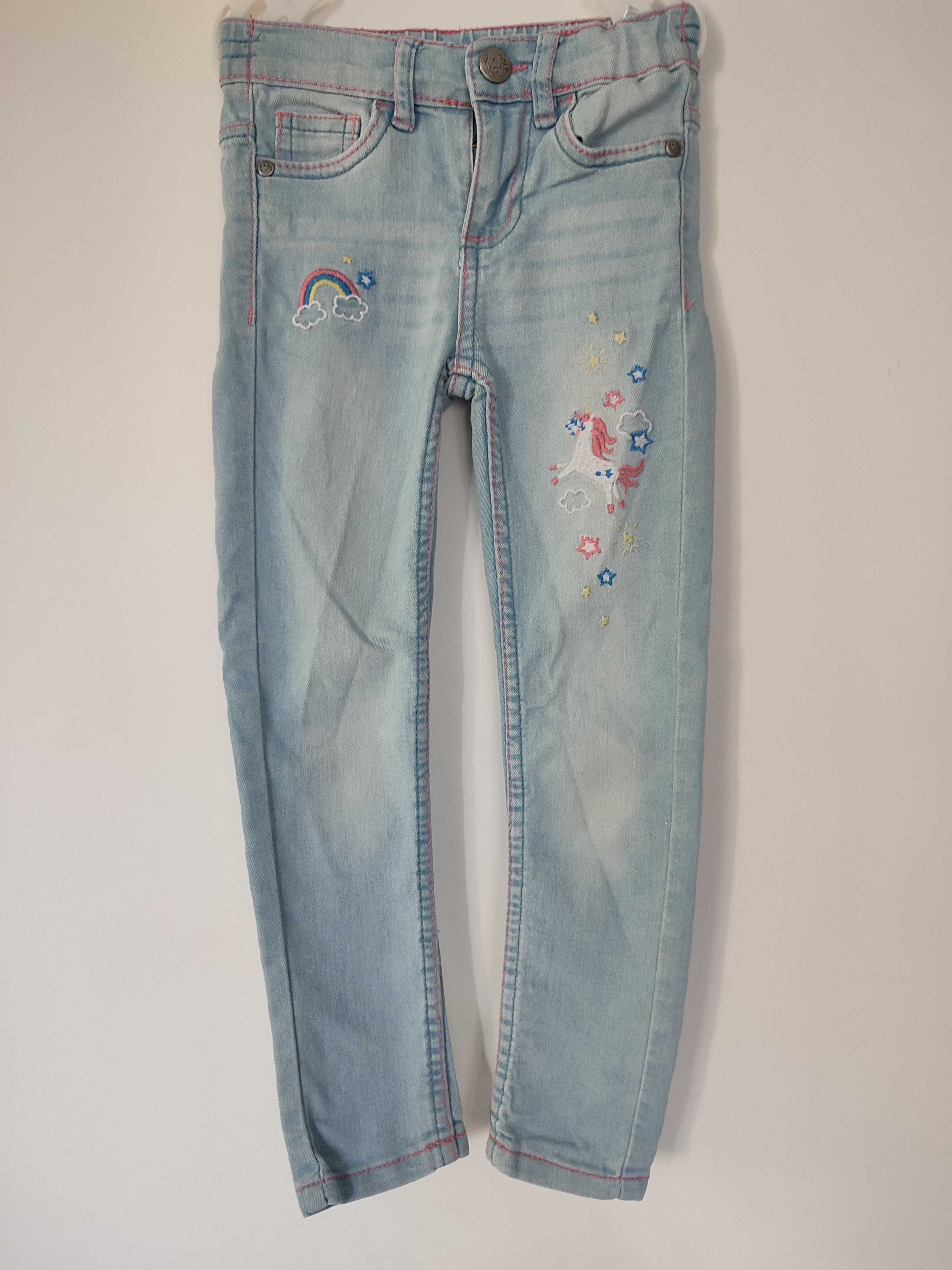 Kiki&Koko rozmiar 110 spodnie jeans rurki z jednorożcem