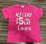 Koszulka bluzka t-shirt 5 urodziny 5 lat Laury ròżowa 104