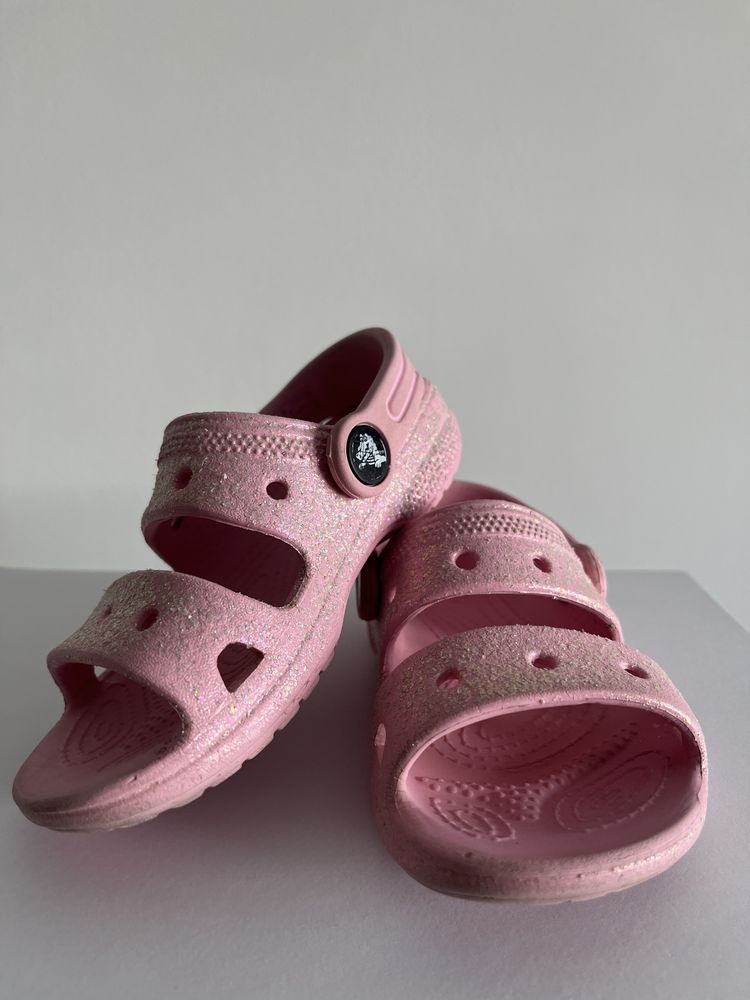 Sandały crocs c9 różowe z brokatem