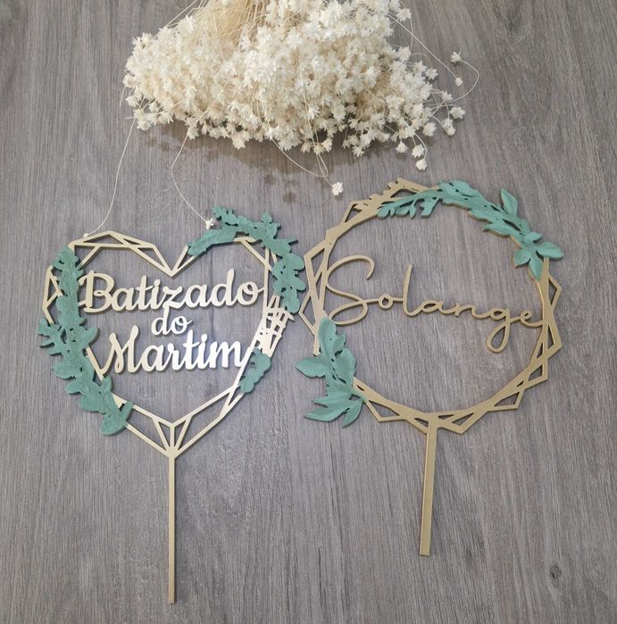 Topos Bolo em Madeira personzalizados