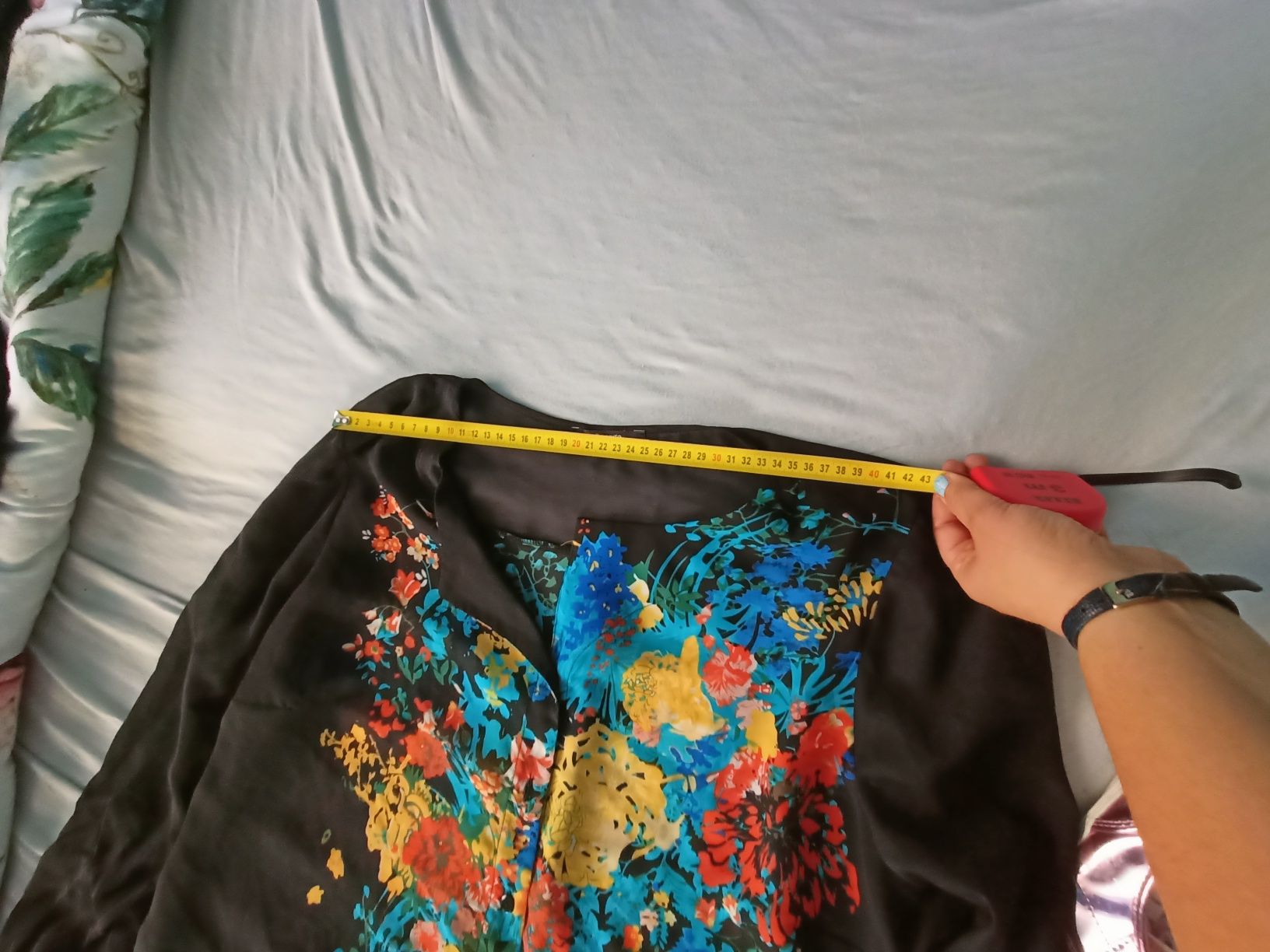 Piękna bluzka elegancka kwiaty plus size 48 XXXL stan idealny