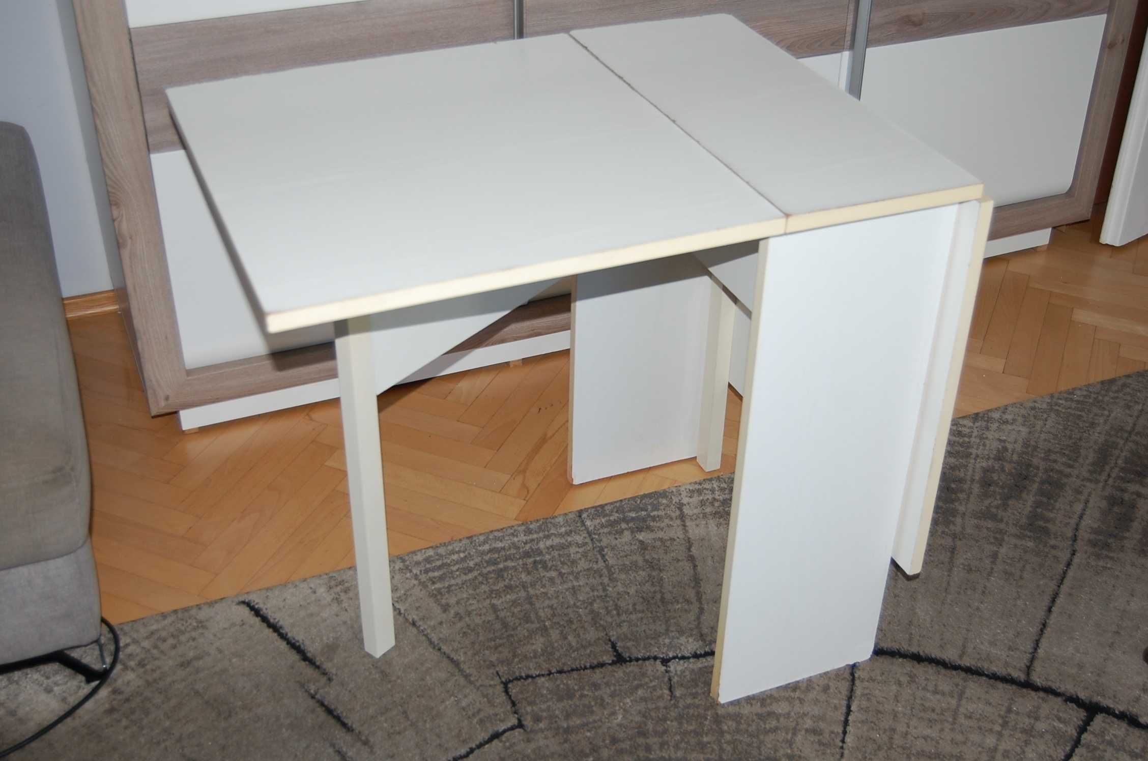 Stół rozkładany, biały - wys. 74,5 cm - 60 x 29 cm/60 x 134 cm - PRL