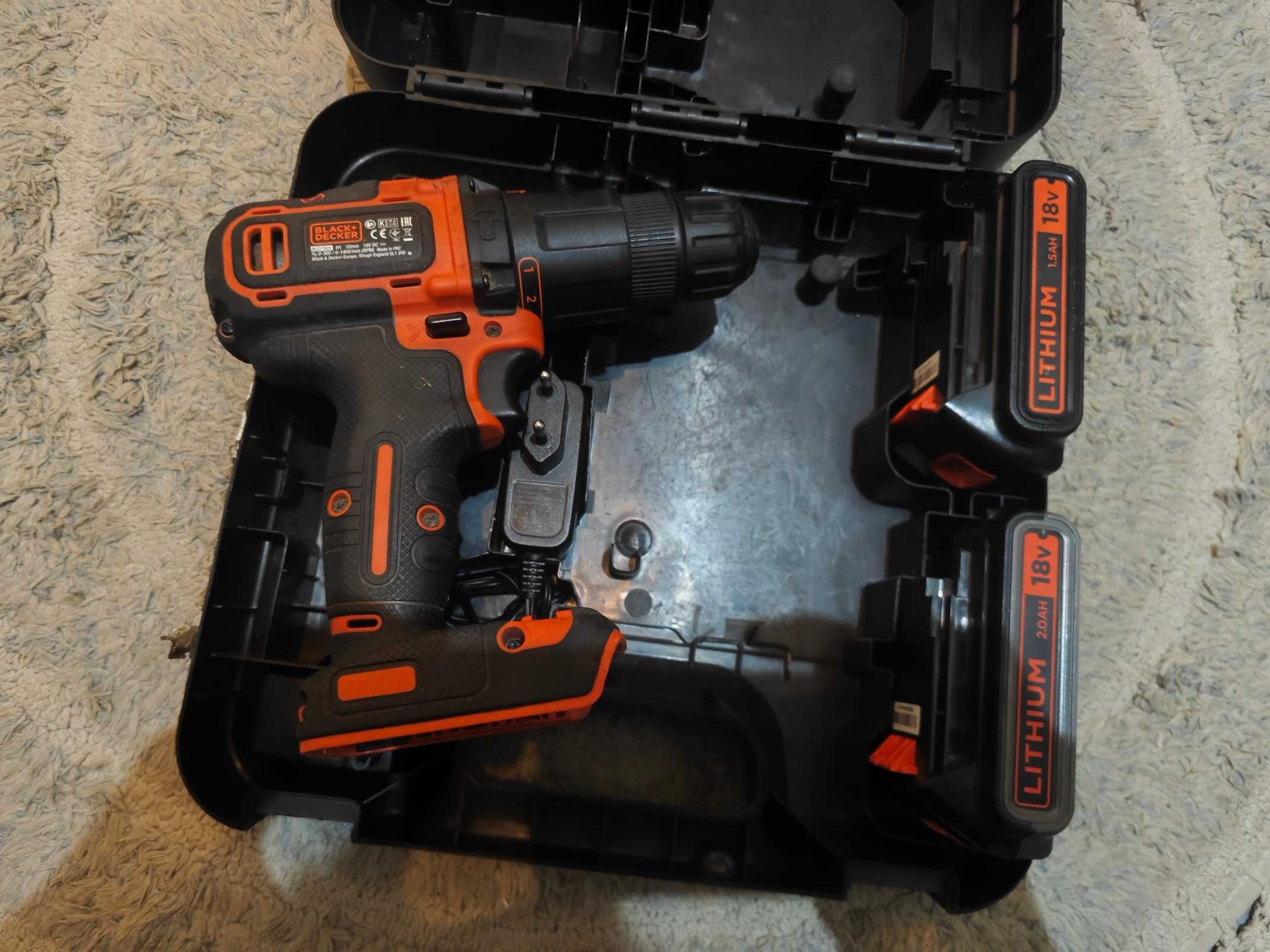 Wkrętarka Black+Decker 18V BDCHD18K-QW 1x1,5Ah i 1x2.0Ah z walizką